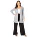 Plus Size Women's Everyday Knit Open Front Cardigan by Jessica London in Heather Grey (Size 30/32)