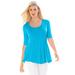 Plus Size Women's Stretch Cotton Peplum Tunic by Jessica London in Ocean (Size 22/24) Top