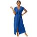 Plus Size Women's Stretch Knit Ruffle Maxi Dress by The London Collection in Dark Sapphire (Size 30 W)