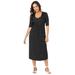 Plus Size Women's Stretch Knit Pleated Front Dress by Jessica London in Black Dot (Size 22 W)