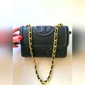 Tory Burch Bags | Like New Designer Tory Burch Fleming Foldover Crossbody Purse Handbag | Color: Black/Gold | Size: Os