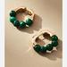 Anthropologie Jewelry | New~ Anthropologie Green Malachite Gemstone Beaded Click-Hoop Earrings | Color: Gold/Green | Size: Os