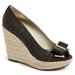 Michael Kors Shoes | Michael Kors Meg Brown Signature Canvas Bow Wedge Platform Peep Toe Sandals 9.5m | Color: Brown/Cream | Size: 9.5