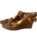 Michael Kors Shoes | Michael Kors Womens Brown Leather Espadrille Wedge Heel Sandals Size 10m Euc | Color: Brown | Size: 10
