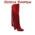 Jessica Simpson Shoes | Jessica Simpson Red Western Fringe Rhinestone Knee Boots Size 8.5 Wide Calf | Color: Red | Size: 8.5