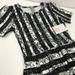 Lularoe Dresses | Lularoe Amelia Dress Black White Stripe Noir Floral Print Short Sleeve Fit Flare | Color: Black/White | Size: Xs
