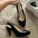 Nine West Shoes | Like New Nine West Prunellao Pump Heel Sandal Sling Round Almond Black Leather | Color: Black | Size: 6.5