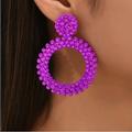 Zara Jewelry | Magenta Hoop Drop Embellished Stud Back Earrings | Color: Pink/Purple | Size: Os
