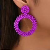 Zara Jewelry | Magenta Hoop Drop Embellished Stud Back Earrings | Color: Pink/Purple | Size: Os