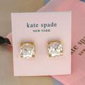 Kate Spade Jewelry | Kate Spade Small Square Stud Cubic Zirconia Gold/Clear (Brand New + Dust Bag) | Color: Gold | Size: Os