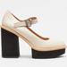 Free People Shoes | New Free People Maggie Mary Jane Platform Shoes In Bone Leather Size 38.5 / 8.5 | Color: Cream | Size: 8.5