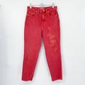 Madewell Jeans | Madewell The Mom Jean Garment Dyed Edition In Enamel Red Size 26 Denim Cotton | Color: Red | Size: 26