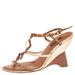 Louis Vuitton Shoes | Louis Vuitton Brown/Gold Leather Eyelet T-Strap Wedge Sandals Size 38 | Color: Brown | Size: 38