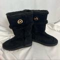 Michael Kors Shoes | Michael Kors Black Faux Fur Lined Boots, Size 7 | Color: Black/Gold | Size: 7