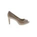 Bandolino Heels: Pumps Stiletto Cocktail Party Ivory Print Shoes - Women's Size 9 1/2 - Peep Toe