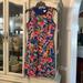 J. Crew Dresses | J. Crew Women’s Pleated Sleeveless Tropical Floral Shift Dress 2 | Color: Blue/Pink | Size: 2