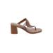 Seychelles Heels: Slip On Chunky Heel Casual Tan Print Shoes - Women's Size 11 - Open Toe
