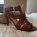 Michael Kors Shoes | Michael Kors Anya Heels Size 6.5 In Color Luggage Black | Color: Brown | Size: 6.5