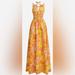 J. Crew Dresses | New Jcrew Collection V-Neck Double-Strap Maxi Dress In Sunset Floral | Color: Gold/Orange | Size: Xs