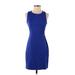 Amanda Uprichard Casual Dress - Sheath Crew Neck Sleeveless: Blue Print Dresses - Women's Size Small