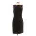 Adrianna Papell Cocktail Dress - Sheath High Neck Sleeveless: Black Solid Dresses - Women's Size 12