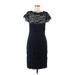 ML Monique Lhuillier Casual Dress - Sheath: Blue Solid Dresses - Women's Size 8