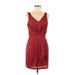 BCBGeneration Casual Dress - Sheath V-Neck Sleeveless: Burgundy Dresses - Women's Size 8