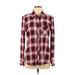 Gap Long Sleeve Button Down Shirt: Burgundy Print Tops - Women's Size Medium