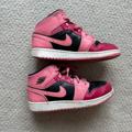 Nike Shoes | Jordan 1 Mid Girls Grade School Basketball Shoes Size 7, Coral Chalk/Pinksicle | Color: Pink | Size: 7g