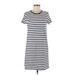 J.Crew Factory Store Casual Dress - Shift Crew Neck Short sleeves: Blue Print Dresses - Women's Size Small