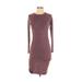 Banana Republic Casual Dress - Sheath Crew Neck 3/4 sleeves: Burgundy Print Dresses - Women's Size Small