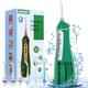 Water Dental flosser for Teeth Cleaning - Rechargeable Cordless Oral Irrigator 4 Modes 6 Tips IPX 7 Waterproof Portable Teeth Cleaner Pick for Home Trave（Green）
