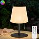 Outdoor Solar Table Lamp, Dimmable Warm White and RGB LED Table Lamp Wireless 2-in-1 Solar Charging & USB Charging, Solar Table Lamp Waterproof IP44 for Garden, Living Room, Patio (Black)