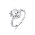 Jewelco London Sterling Silver CZ Solitaire Cluster Ring Engagement Ring, Size L