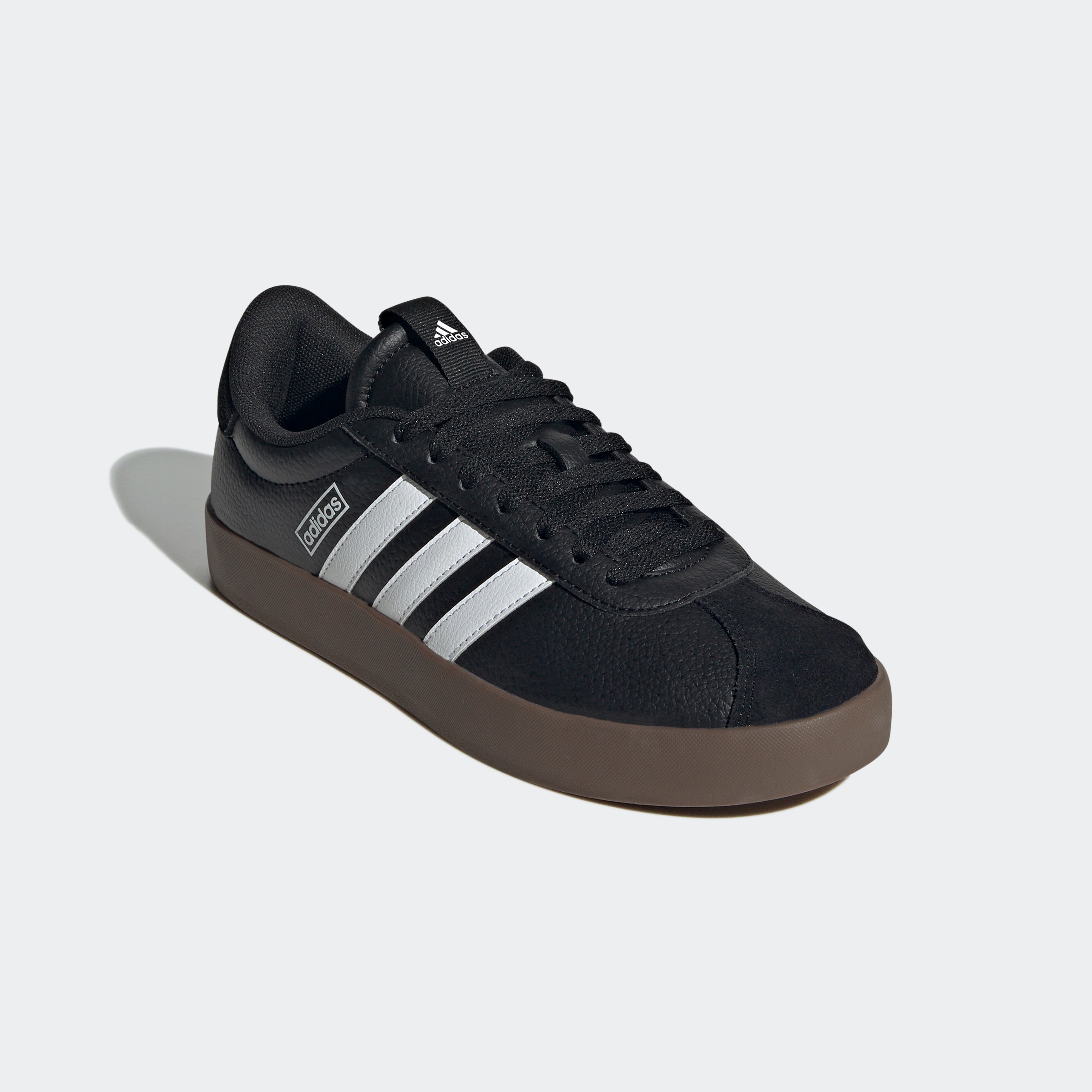 Sneaker ADIDAS SPORTSWEAR "VL COURT 3.0", Damen, Gr. 40,5, schwarz-weiß (core schwarz, cloud weiß, gum5), Leder, Synthetik, Schuhe Sneaker, inspiriert vom Design des adidas samba