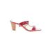 AK Anne Klein Sandals: Slip-on Chunky Heel Bohemian Red Solid Shoes - Women's Size 9 - Open Toe