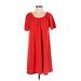 TeXTURE & THREAD Madewell Casual Dress - A-Line Scoop Neck Short sleeves: Red Solid Dresses - Women's Size Small