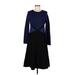 Bellario Casual Dress - Sweater Dress: Blue Argyle Dresses - Women's Size Medium