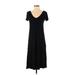 American Eagle Outfitters Casual Dress - Midi V-Neck Short sleeves: Black Print Dresses - Women's Size X-Small