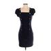 Allen B. by Allen Schwartz Casual Dress - Sheath Square Short sleeves: Blue Print Dresses - Women's Size Small
