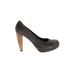 Loeffler Randall Heels: Slip On Chunky Heel Cocktail Party Gray Solid Shoes - Women's Size 9 1/2 - Round Toe