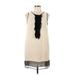 Haute Hippie Casual Dress - Mini High Neck Sleeveless: Ivory Print Dresses - Women's Size Large