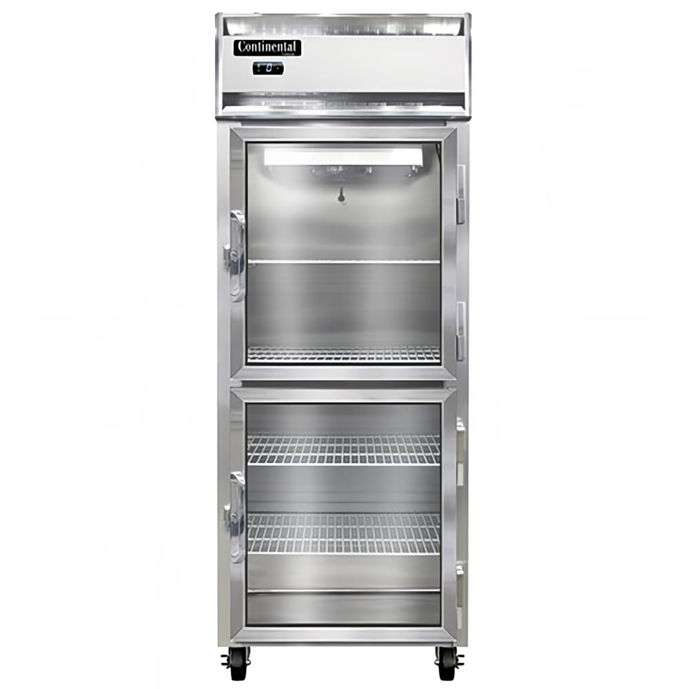 Continental 1FENSAGDHD 28 1/2" 1 Section Reach In Freezer, 2 Right Hinge Glass Doors, 115v, Stainless Steel