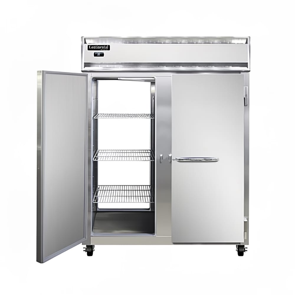 Continental 2FENPT 57" 2 Section Pass Thru Freezer, 4 Left/Right Hinge Solid Doors, 115v, Stainless Steel
