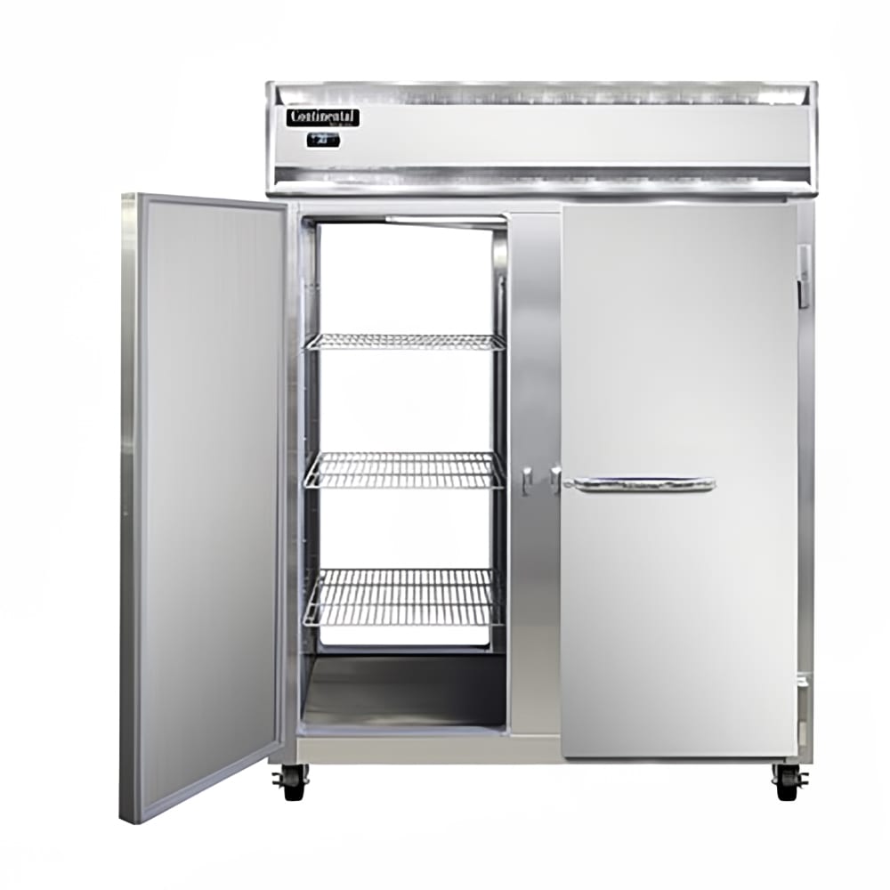 Continental 2FENSAPT 57" 2 Section Pass Thru Freezer, 4 Left/Right Hinge Solid Doors, 115v, Stainless Steel