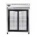 Continental 2RESNSSSGD 57" 2 Section Reach In Refrigerator, (2) Sliding Glass Doors, Top Compressor, 115v, Silver