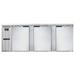 Continental BB90NSS 90" Bar Refrigerator - 3 Swinging Solid Doors, Stainless, 115v, Silver