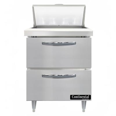 Continental D27N8-D 27" Designer Line Sandwich/Salad Prep Table w/ Refrigerated Base, 115v, 2 Drawers, Stainless Steel