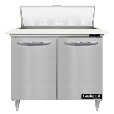 Continental D36N10C 36" Designer Line Sandwich/Salad Prep Table w/ Refrigerated Base, 115v, Solid Doors, Stainless Steel