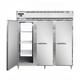 Continental D3RNSSPT 78" 3 Section Pass Thru Refrigerator, (6) Left/Right Hinge Solid Doors, Top Compressor, 115v, Silver